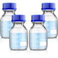thumbnail image 1 of Bouteilles Rondes en Verre pour Rangement de Médias Borosilicate 100 ml GL45 Bleu Bouchon à Vis Réactif Liquide de Labo 4 Pcs, 1 of 7