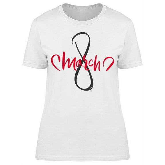 Hand Drawn March Text T-Shirt Women -Image by Shutterstock, Female XX-Large