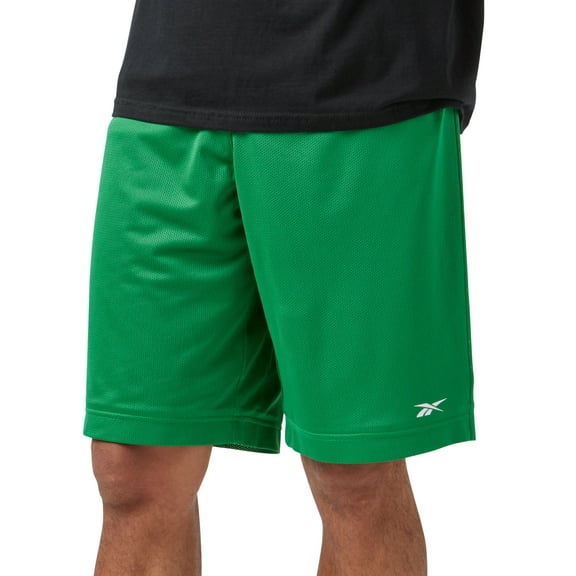 Reebok Men Regular fit Mesh Logo Basketball Shorts Shorts Large / 11 Green Solid