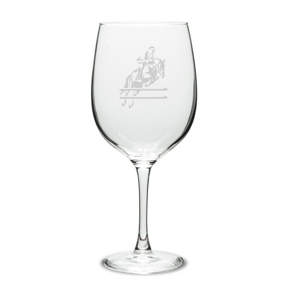 Horse Jumper 19 oz. Deep Etched Wine Glass