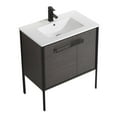 thumbnail image 3 of Fine Fixtures  Oakville Bathroom Vanity  with White Ceramic Sink Black Coal Oak - Black Hardware 30 Inch, 3 of 8
