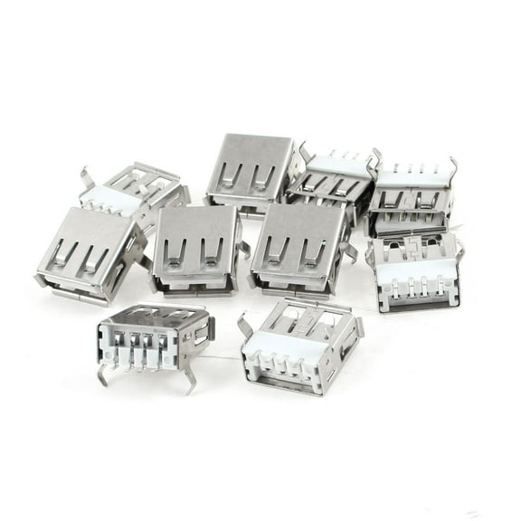 Unique Bargains 10 Pieces PCB Mount 90 Degree 4-Pin SMT Female USB 2.0 Type A Jack Socket Port