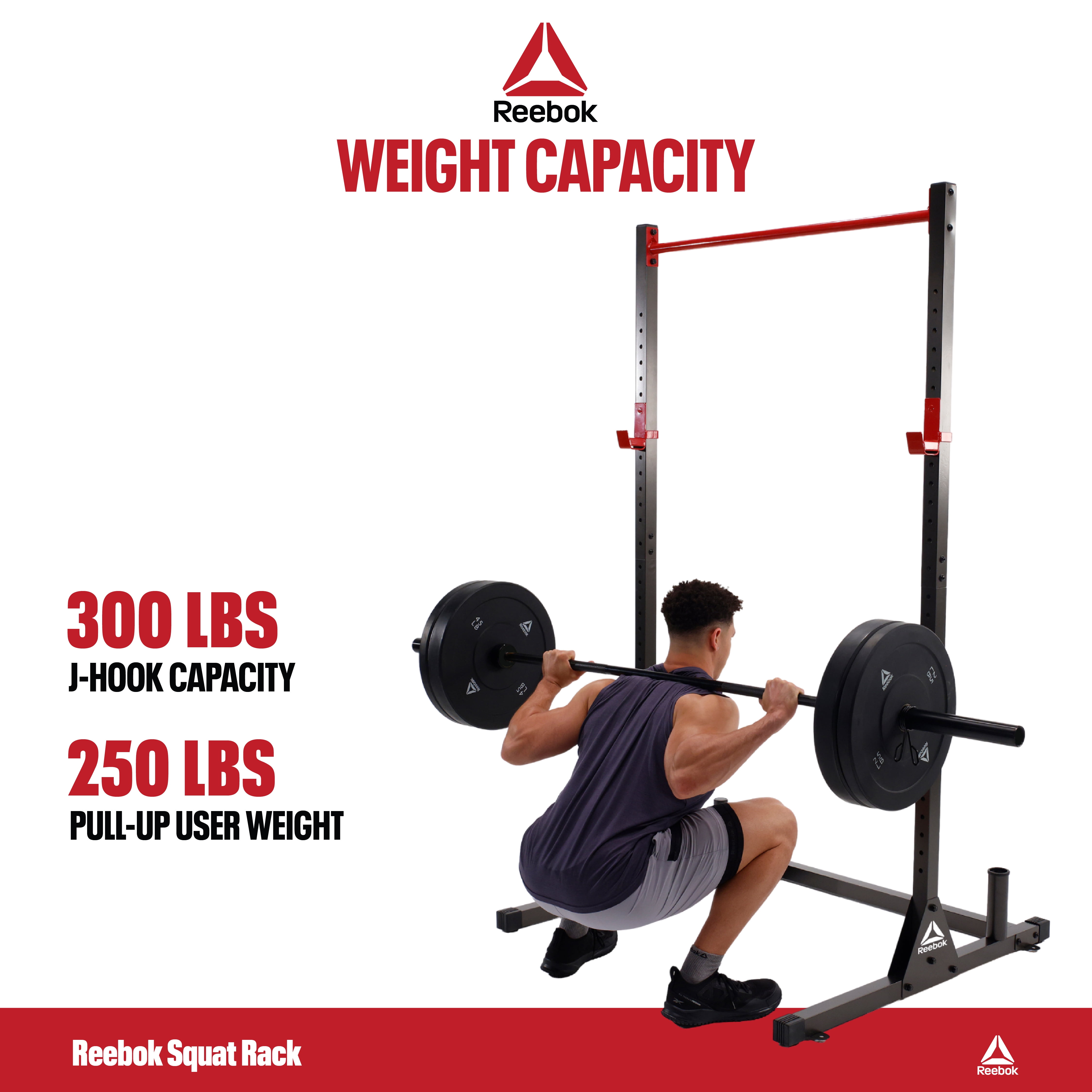 Reebok Power Squat Rack – Heavy-Duty Steel with Pull-Up Bar & 300