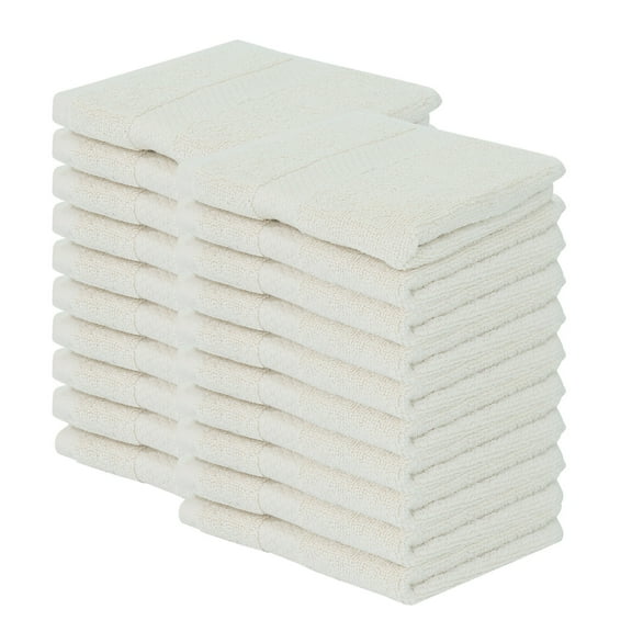 Better Trends Washcloths For Body And Face, 100% Cotton, Soft, Absorbent, Zero Twist Cotton Baby Wash Cloth, Shower, Travel, Ivory Small Towel, 12"X12", 20 Pack