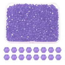Uxcell 1000pcs 3mm Bicone Glass Crystal Beads, Faceted Beads with Box Purple