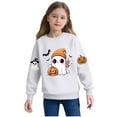 thumbnail image 5 of IUYRTFE Girls Halloween Fashion Print Pullover Sweatshirt Kids Casual Warm Long Sleeve Top Toddler Cozy Fall Winter Outfit Playdate Holiday Party Apparel(White#1,5 Years), 5 of 6