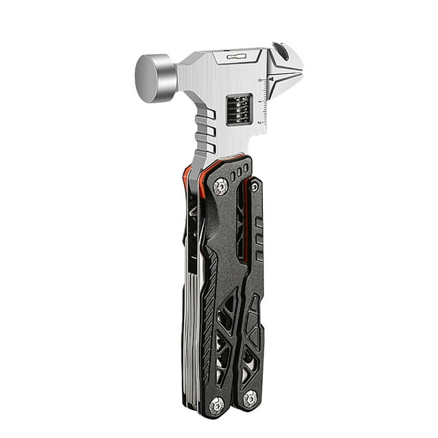 Aqestyerly Marteaux Pliants Multifonctionnels en Acier Inoxydable pour Camping en Plein Air, Tête Ronde, Pinces à Clou Pliantes en Acier Inoxydable