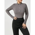 thumbnail image 2 of Scacto Womens Long Sleeve Bodysuit Shirts Turtle Neck Zip Up Ribbed Tight Jumpsuit Tops Fall Outfits Clothes, 2 of 5