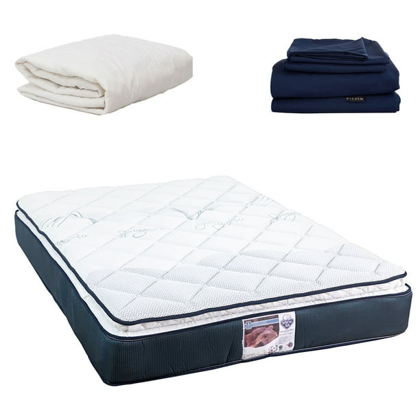 Colchón Queen Size Spring Air Monaco + Sábanas Softy Azul Marino + Protector Spring Air