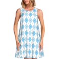thumbnail image 1 of Bixox Robe Sans Manches à Imprimé Carrés Bleus et Blancs pour Femmes avec Poches, Robe Débardeur Décontractée Longueur Genou pour l'Été-moyen, 1 of 7