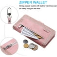 thumbnail image 3 of Wallet Phone Case for Samsung Galaxy A13 5G/4G/A04S, Retro Matte 9 Card Holder Slots Zipper Pocket Case PU Leather Magnetic Closure Kickstand Wrist Strap Shockproof Folio Flip - Rose Gold, 3 of 16