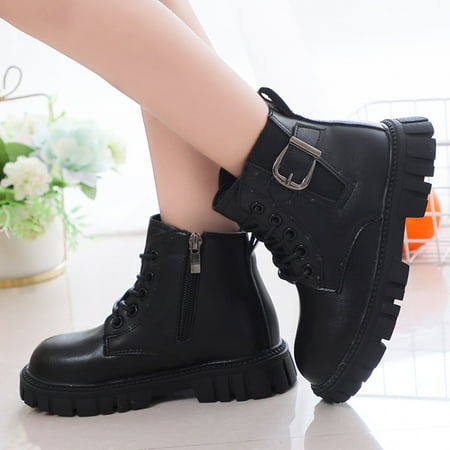 

Akiihool Booties for Girl Baby Booties Unisex Baby Girls Boys Rubber Anit-Slip Sole Shoes Leather Unisex First Walking Shoes (Black 12.5)