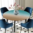 thumbnail image 5 of Elastic Fitted Round Tablecloth, Teal Brown Ombre Waterproof Stretch Table Cover for 36"-44" Tables, Turquoise Gradient Modern Abstract Art Washable Outdoor Tablecloths for Patio, Picnic, Camping, 5 of 9