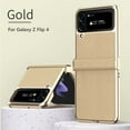 thumbnail image 2 of for Samsung Galaxy Z Flip 4 Case, Z Flip 4 Case with Hinge Protection, Litchi PU Leather + Metal Design, Ultra-Thin Shockproof Protective Cover Case for Samsung Galaxy Z Flip 4 (2022),Gold, 2 of 6