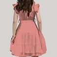 thumbnail image 4 of MIXUE Girls Casual Dresses Juniors Summer Chiffon Solid Color Crew Neck Ruffle Sleeveless Elegant A Line Party Dress Outwear,Pink,13-14 Years, 4 of 4