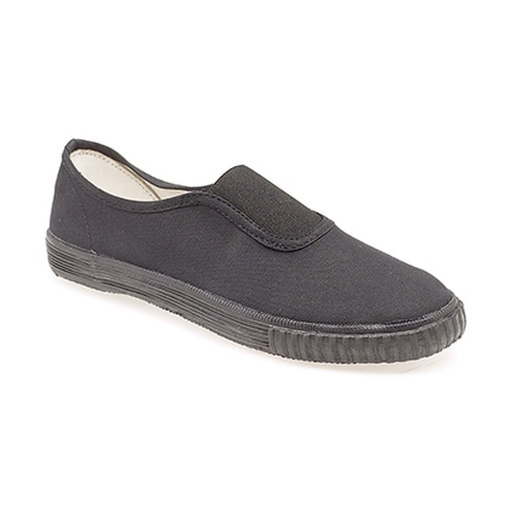 UK Size New Ladies/Womens Navy Slip Ons Elasicated Gusset Canvas Pumps 