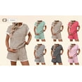 thumbnail image 7 of MaFYtyTPR Two Piece Sets for Women Summer Casual Striped Shorts Crew Neck Short Sleeve Tops Women's 2 Piece Outfits Lounge Sets 01-Hot Pink L, 7 of 7