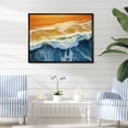 thumbnail image 2 of Designart "Aerial View of Beach in Blue and Orange II" Oversized Coastal Framed Wall Art - Coastal Blue Coastal Beach Bedroom Framed Canvas Wall Art, 2 of 7