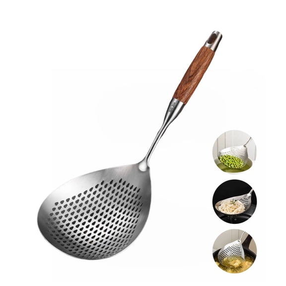 RYLZX Skimmer Slotted Spoon 304 Stainless Steel Large Skimmer Ladle Spoon Spider Strainer for Cooking and Deep Frying，16 Inch Pasta Strainer Spoon for Kitchen with Ergonomic Comfortable Grip Handle