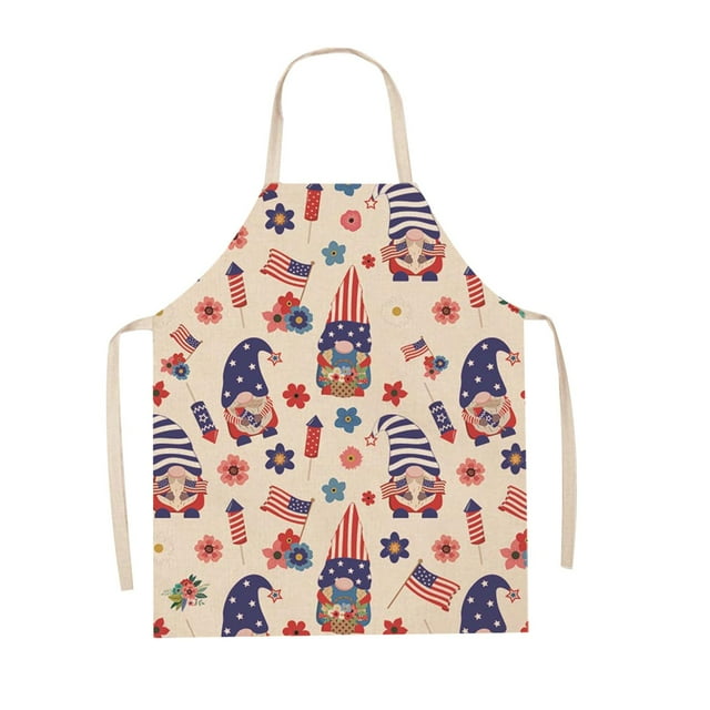 American Independence Day Apron Home Party Sleeveless Coverall Kitchen Cooking Apron Adjustable Baking Apron (1pc)