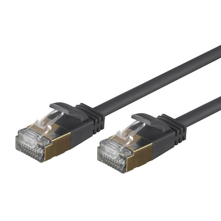 UPC: 0889028063668 | Monoprice Cat6A Ethernet Patch Cable – 0.5 Feet – Black | Network Internet Cord – RJ45  Stranded  STP  Pure Bare Copper Wire  36AWG – SlimRun Series