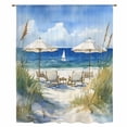 thumbnail image 2 of Coastal Nautical Wave Sheer Curtains 45 Inches Long, Ocean Oil Painting Beach Plant Light Filering Curtains, Breathable Simi Curtain Privacy Drapes for Kitchen Bathroom Small Window Treatment, 2 of 9