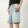 thumbnail image 7 of Jeans for Men Casual Loose Retro Straight Leg Comfortable Stretch Trend Denim Shorts Outdoor Streetwear Mens Jorts Light Blue M, 7 of 7