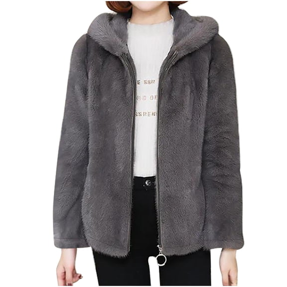 UTSJKR Jackets for Women Plus Size Sherpa Button Down Open Front Faux Fur Long Jacket Long Sleeve Open Front Jackets Dark Gray XXXXXXL
