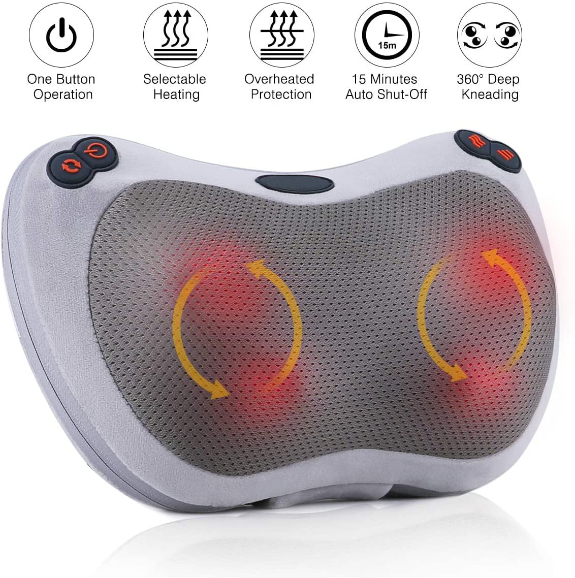 Carevas Papillon Back Massager with Heat,Shiatsu Back and Neck Massager  with Deep Tissue Kneading,Electric Back Massage Pillow for Back,Neck ,Shoulders,Legs,Foot,Body Muscle ,Use at Home,Car,Office 