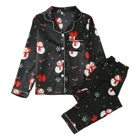 

Christmas Pajamas For Girls Boys Long Sleeve Cartoon Print Tops And Pants 2 Piece Outfits Kids Nightgown Clothes Set For Fall Winter