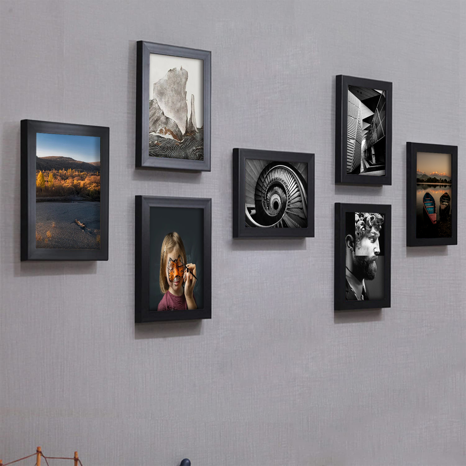 超高品質で人気の MEBRUDY Pack 8X10 and 4X6 Picture Frames Glass Photo Frame with  Wooden Base, black, tabletop Display