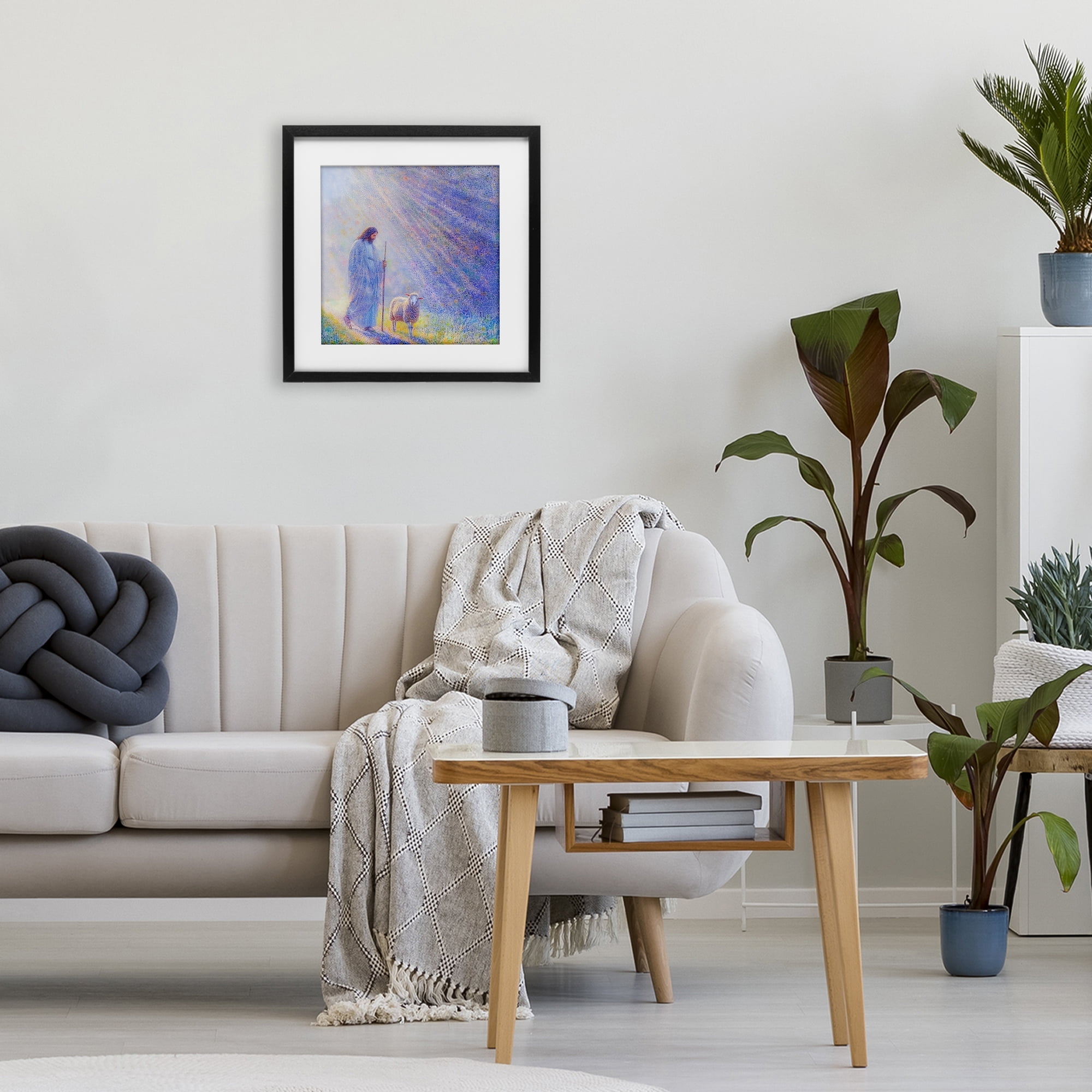 Guiding Light Shepherd Black Framed Print Under Glass, design by Ivan Guaderrama