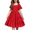 thumbnail image 1 of Vestido Arshiner de poliéster rojo para niñas de 5 a 6 años, 1 of 7