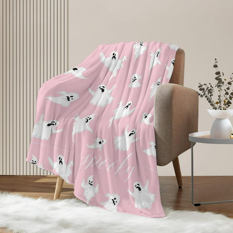 Halloween Throw Blanket Pink Spooky Ghost Blanket Halloween Baby