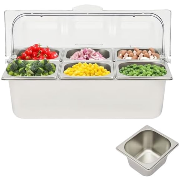 Ice Food Serving Display Tray with Clear Roll Top Cover Buffet Cold Serving Cooler Platter Cooling Food Dishes Display Plate Case with Lid for Seafood Fruit Party Buffet Tray