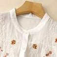 thumbnail image 4 of Viluyesy Round Neck Embroidery T-Shirt for Womens 3/4 Sleeves Shirt Tops Relaxed Cotton Loose Blouse White Size M, 4 of 7