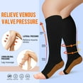 thumbnail image 2 of 3 Pairs Zipper Open Toe Copper Compression Socks for Women & Men Circulation 15-20 mmhg - Better Blood Flow, Swelling, Best Support for Medical, Running, Nursing, 2 of 7