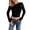 Noir, variante sur T-shirt Court à Manches Longues Couleur Unie Brillant Haut Basique Décontracté pour la Mode