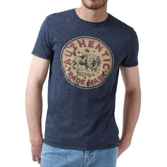 Buffalo David Bitton Mens Vintage Wear Graphic T-Shirt, Blue, X-Large