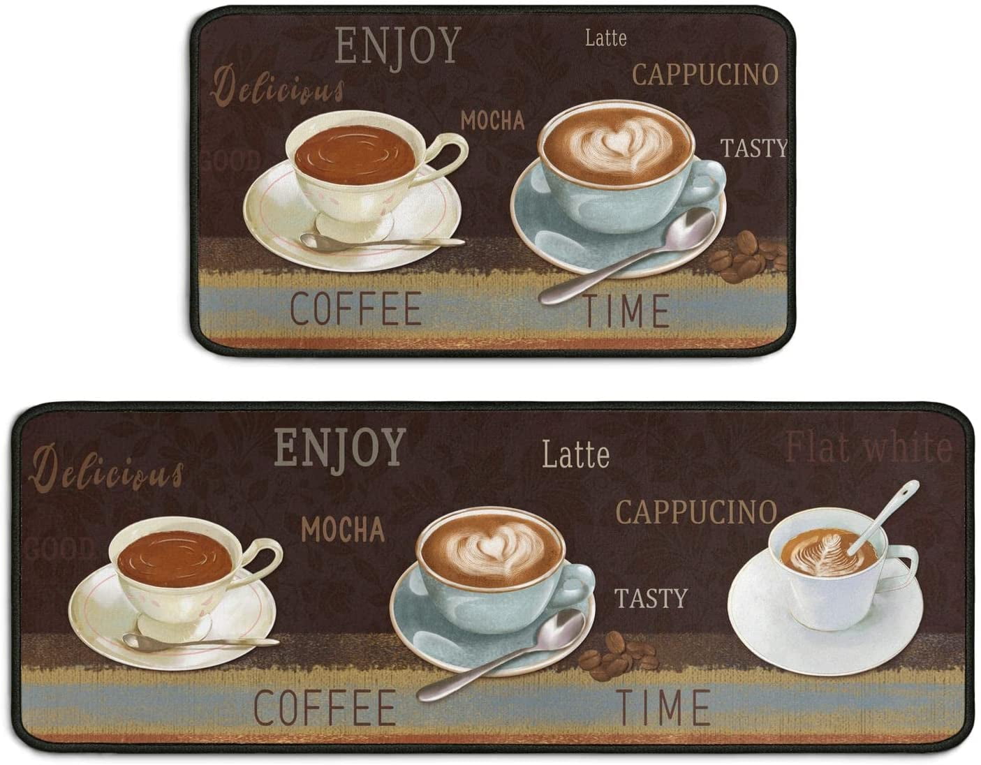 2 Piece Coffee Kitchen Decor Rugs Set, Farmhouse Country Kitchen Rugs