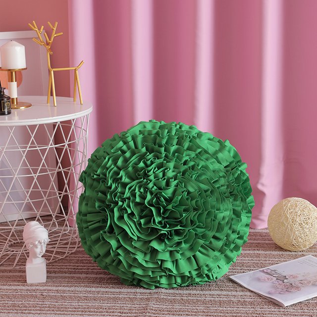 Housses de Coussin Décoratives 1 Pce Boho pour Canapé Lit Sofa Chambre Décor Fait Main 3D Floral Doux Ferme Rond 18 Pouces