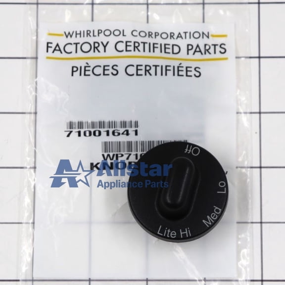 Whirlpool Range/Stove/Oven Control Knob WP71001641