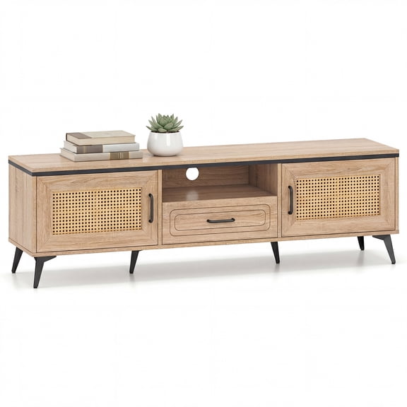 ELLEGNT 65 Inch TV Stand with Drawer and 2 Storage Shelves – Boho Modern Entertainment Center for Living Room