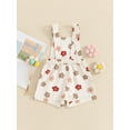thumbnail image 4 of Bagilaanoe Little Girl Summer Jumpsuit Toddler Sleeveless Floral Print Romper Denim Overalls Shorts 6M 12M 18M 24M 3T 4T 5T 6T Kids Short Pants Summer Clothes, 4 of 7