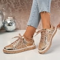 thumbnail image 4 of Sparkly Sequin Low Top Fashion Sneakers for Women Bling Glitter Metallic Lace up Platform Casual Flat Walking Shoes, 4 of 7