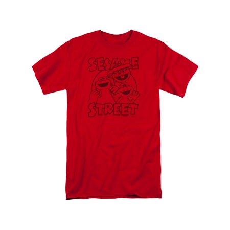 Sesame Street Oscar Elmo Cookie Monster Adult Tall Fit Short Sleeve T-Shirt