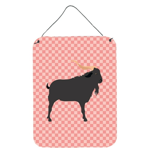 Caroline's Treasures BB7882DS1216 Verata Goat Pink Check Wall or Door Hanging Prints, 12x16, multicolor