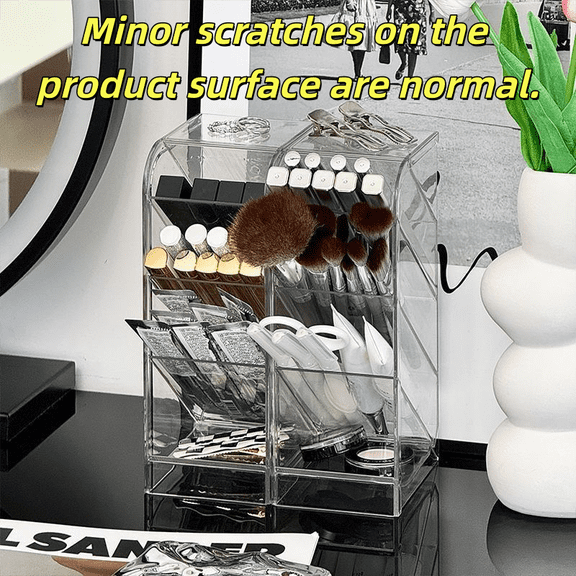 1 Piece Transparent Desktop Storage Box Multi Layer Organizer Rack for Home Office Bathroom Vanity Tabletop Storage