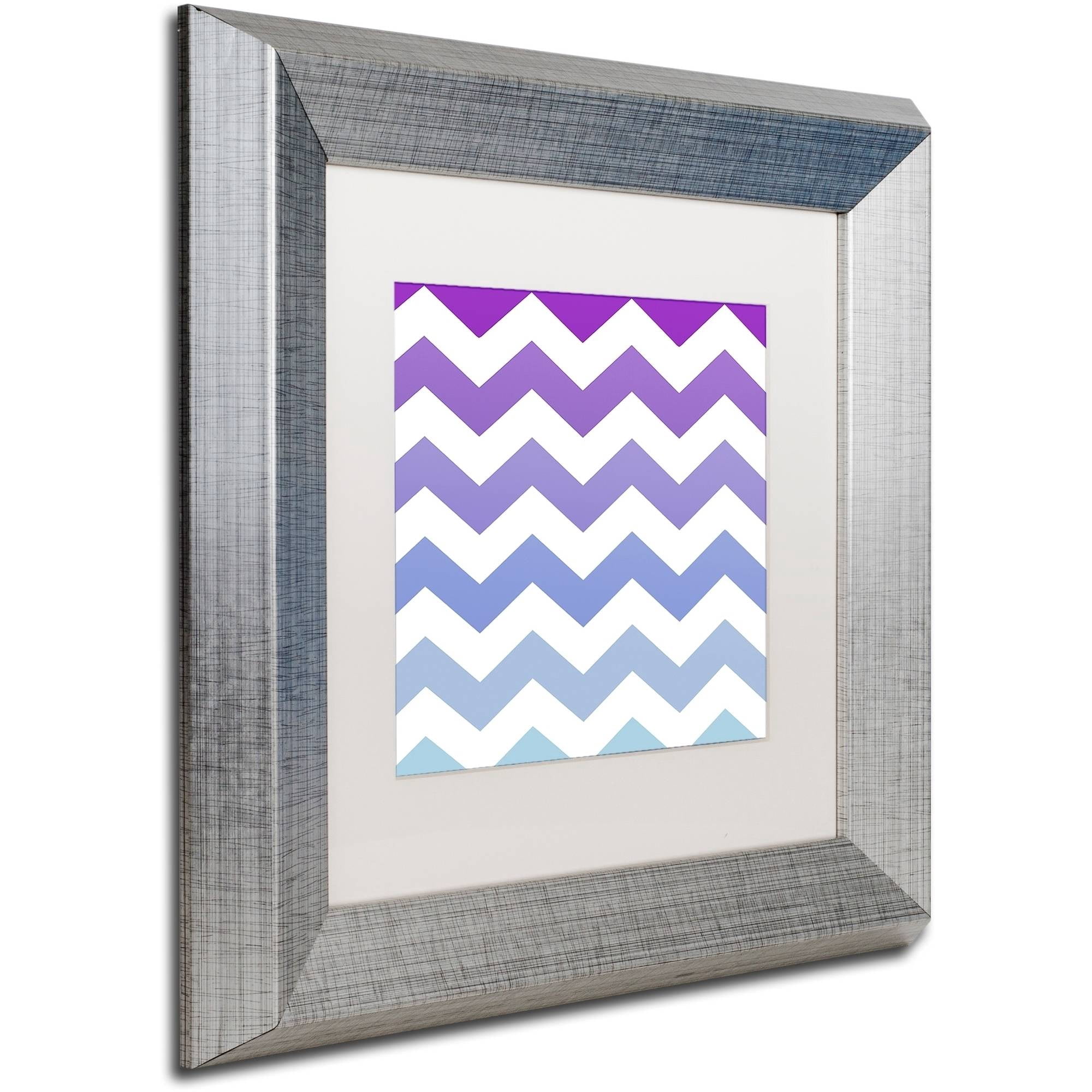 Trademark Fine Art "Purple-Blue Chevron" Canvas Art by Color Bakery White Matte, Silver Frame