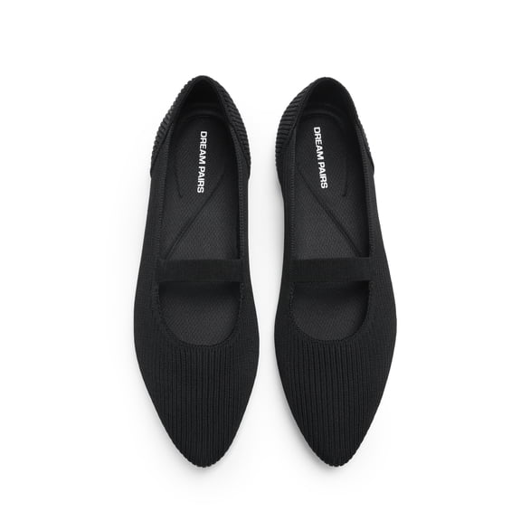 DREAM PAIRS Women's Pointed Toe Mary Jane Flats Comfortable Knit Slip-On Shoes Lightweight Flexible Foldable Walking Flats